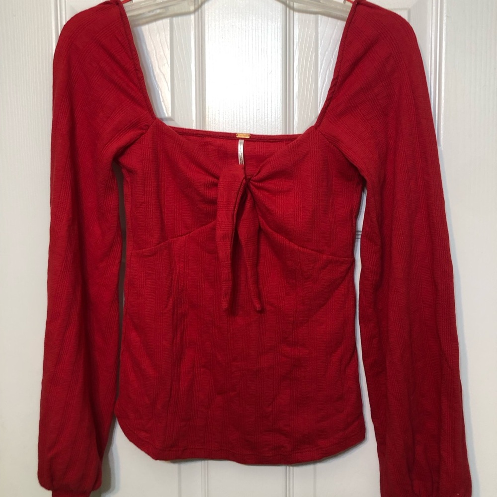 Free People Brand New Red Top with tie front